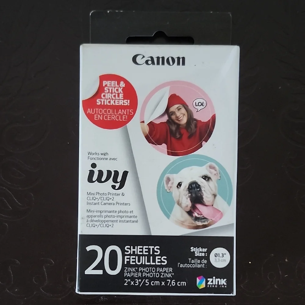Canon Round Peel & Stick Photo Sticker Pack — White, Red, Teal